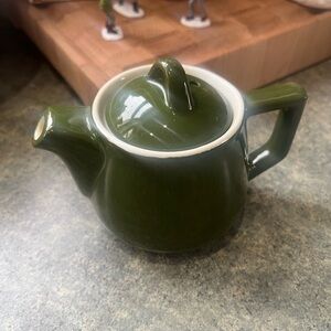 Vintage Hall Green Individual Restaurant-Ware Teapot, 3” Tall
